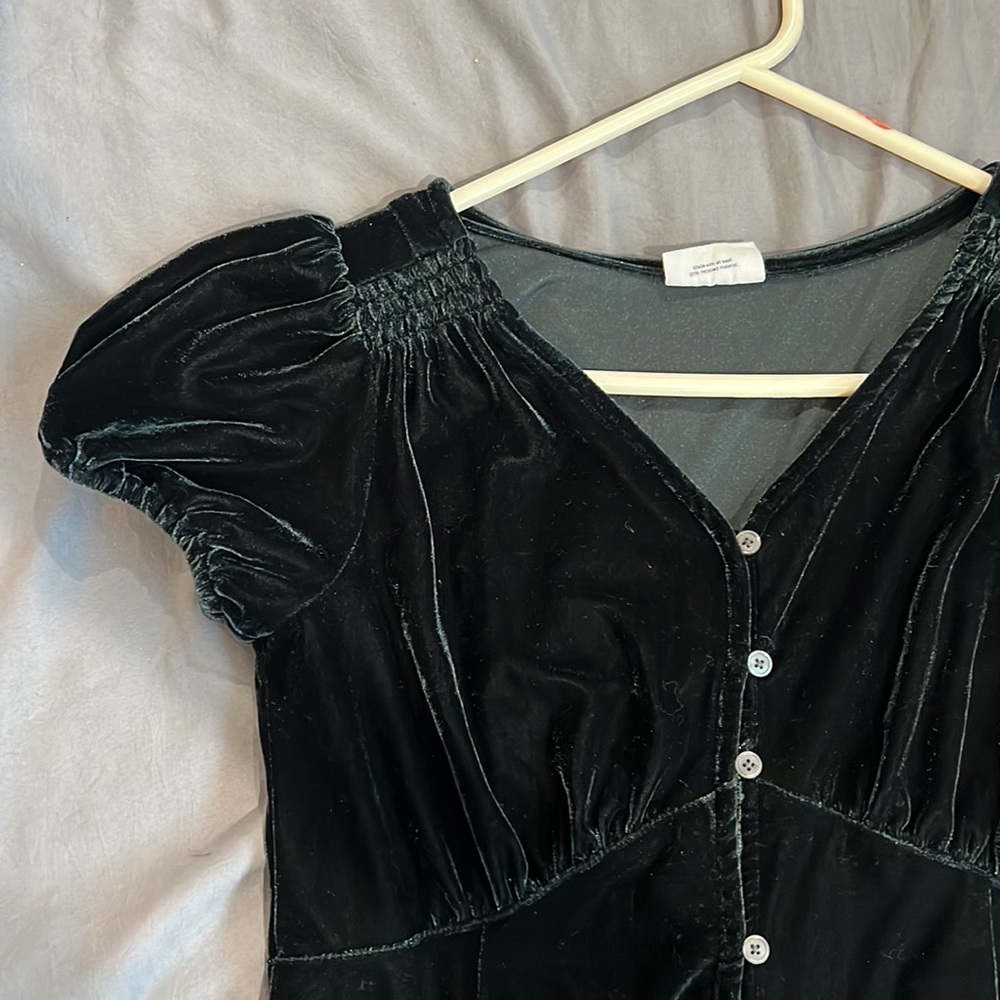 Gap Teen Dark Green Velvet Babydoll Dress